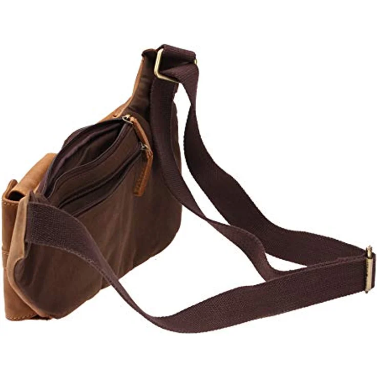 Greenburry Umhängetasche Vintage Original, Leder, mit 2 Fächern und 2 Reißverschlussfächern, braun – Bild 5