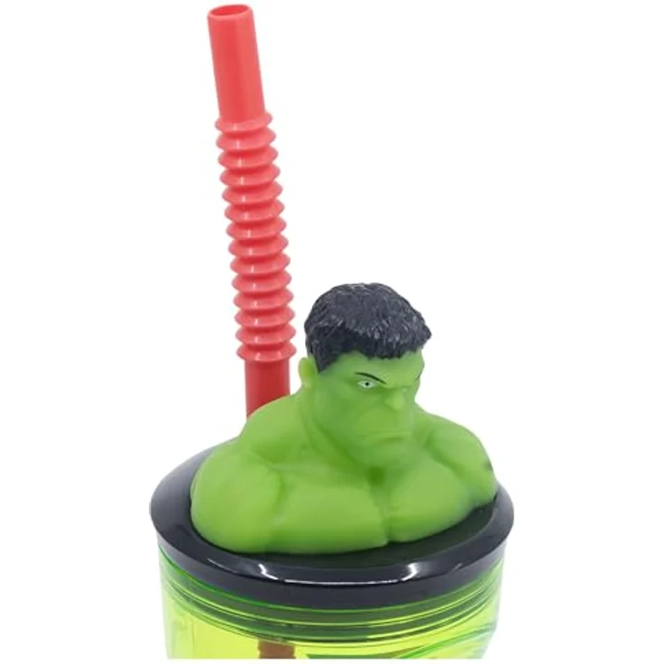 Captain Marvel Hulk Trinkbecher 3D Kinderbecher mit Strohhalm, 360 ml, robust und leicht zu reinigen – Bild 4