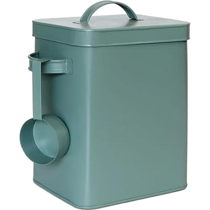 Relaxdays 2er Set Metallbox, 6,5 L Aufbewahrungsbox mit Dosierhilfe, luftdicht, grün – Bild 1