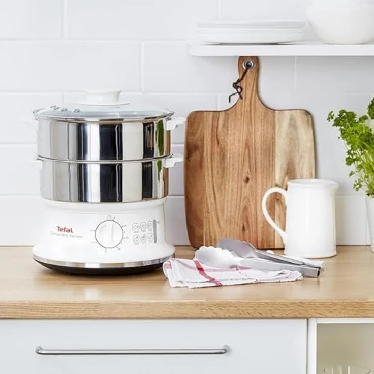 Tefal VC1451 Convenient Series Dampfgarer Volumen: 6l, Timer, 2 Behälter, Wasserstandsanzeige weiß-edelstahl – Bild 3