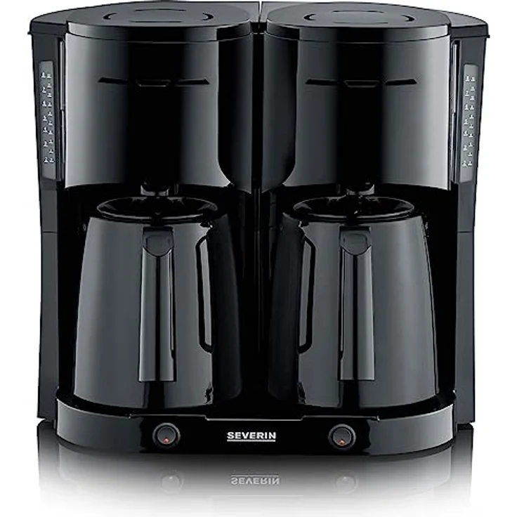 SEVERIN Duo-Filterkaffeemaschine mit Thermokanne, Kaffeemaschine für bis zu 16 Tassen, ansprechende Filtermaschine mit 2 Isolierkannen, schwarz, KA 9315 – Bild 1