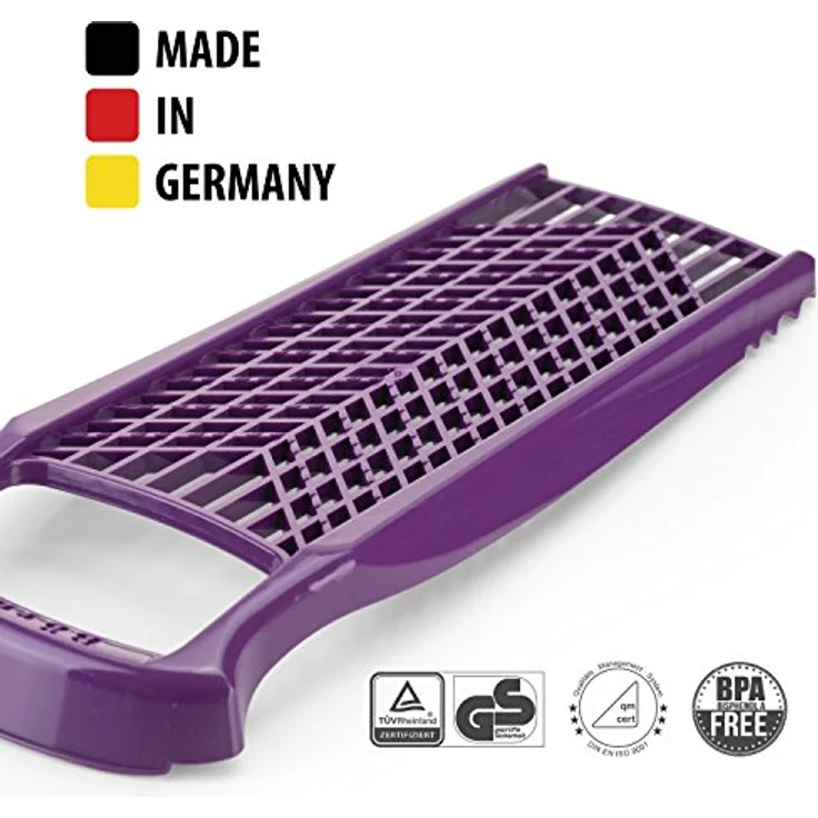 Börner Reibe PowerLine (Fein & Grob) • Küchenreibe für Gemüse, Obst und Käse • Gemüsereibe beidseitig verwendbar • Gemüsehobel • Käsereibe • Küchenhobel (Violett) – Bild 5