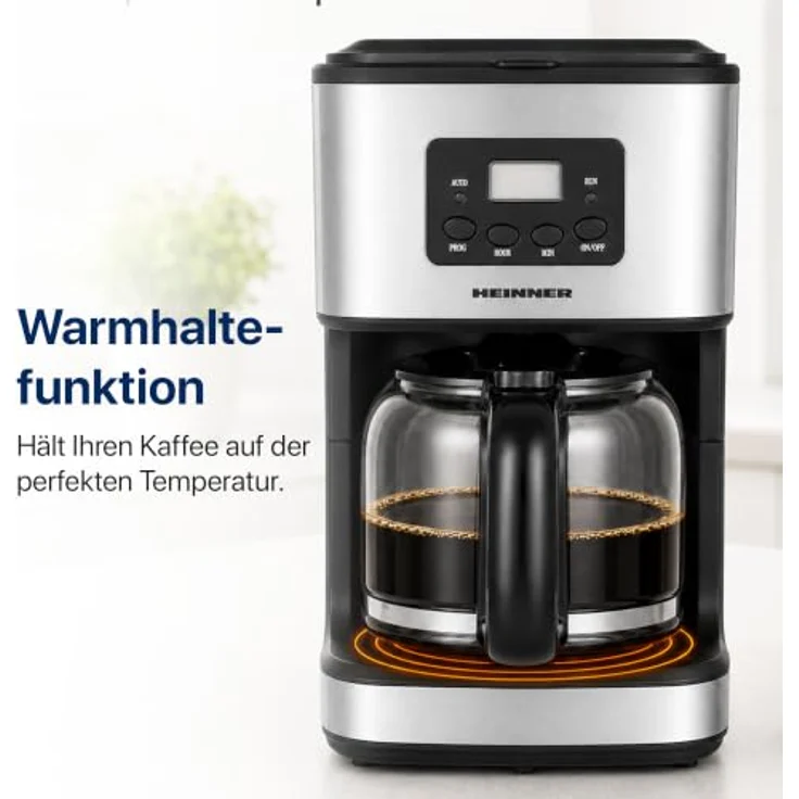 Heinner HCM-D915, Filterkaffeemaschine, 1,5 l, 900 W, Schwarz/Edelstahl, LCD-Display, Warmhaltefunktion, spülmaschinenfest – Bild 9