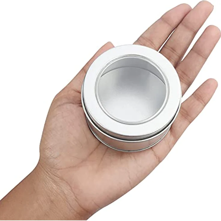 Kurtzy 10Stk Blechdose mit Deckel Rund Silber, Kleine Metallbox 6,5x4cm, Korrosionsfrei mit Sichtfenster und Druckverschluss – Bild 3