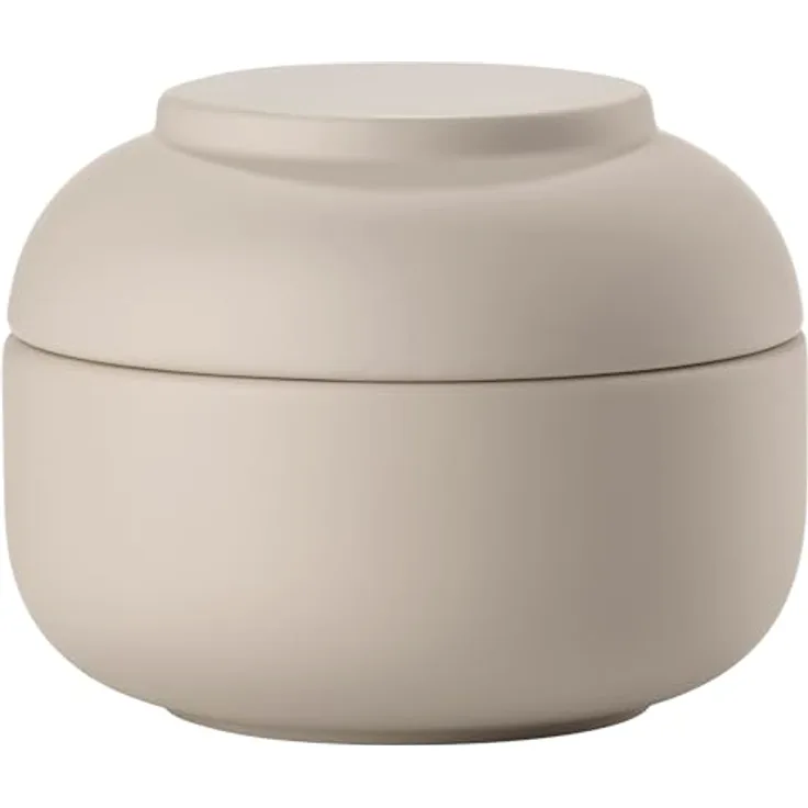 Zone Denmark Sensu Keramikdose mit Deckel, Badezimmer Organizer für Wattestäbchen und Schmuck, Ø 10 cm, Höhe 7,5 cm, sandfarben