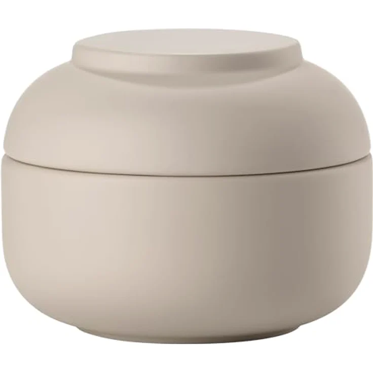 Zone Denmark Sensu Keramikdose mit Deckel, Badezimmer Organizer für Wattestäbchen und Schmuck, Ø 10 cm, Höhe 7,5 cm, sandfarben – Bild 1