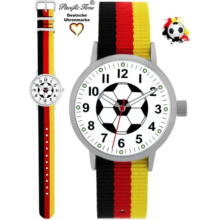 Pacific Time Quarzuhr Kinder Armbanduhr analog Mädchen Jungen Fußball Fan Sport, Wechselarmband Mix and Match - Gratis Versand, in verschiedenen Farben verfügbar