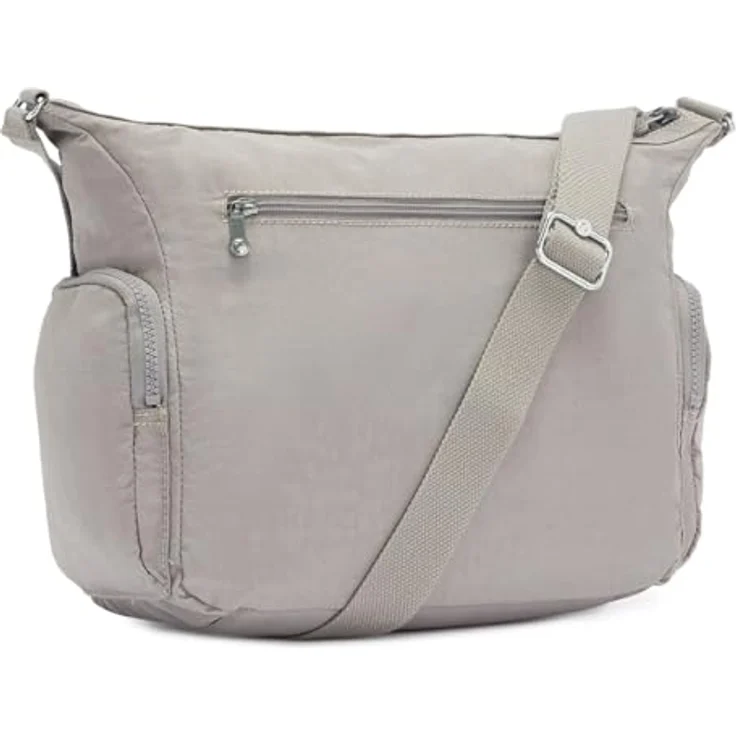 Kipling Basic Gabbie, Damen Umhängetasche aus Polyamid, 35 cm, grau mit Reißverschluss- und Steckfächern – Bild 3