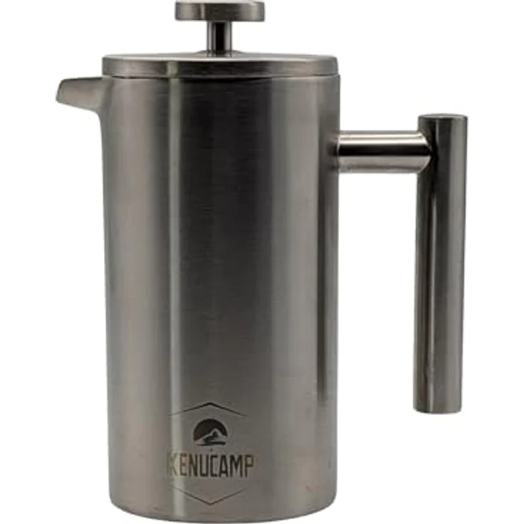 Kenucamp® French Press 800ml, Isolierende Edelstahl Kaffeepresse (Silber), Doppelwandig & Langlebig, Thermo Kaffeebereiter für 2–3 Tassen – Bild 1