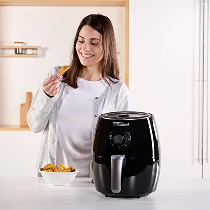 Black + Decker BXAF2500E Heißluftfritteuse, ohne Öl, Standgerät, 1500 Watt, 2,5 Liter, Temperaturbereich bis 200 °C, Timer, schwarz – Bild 15