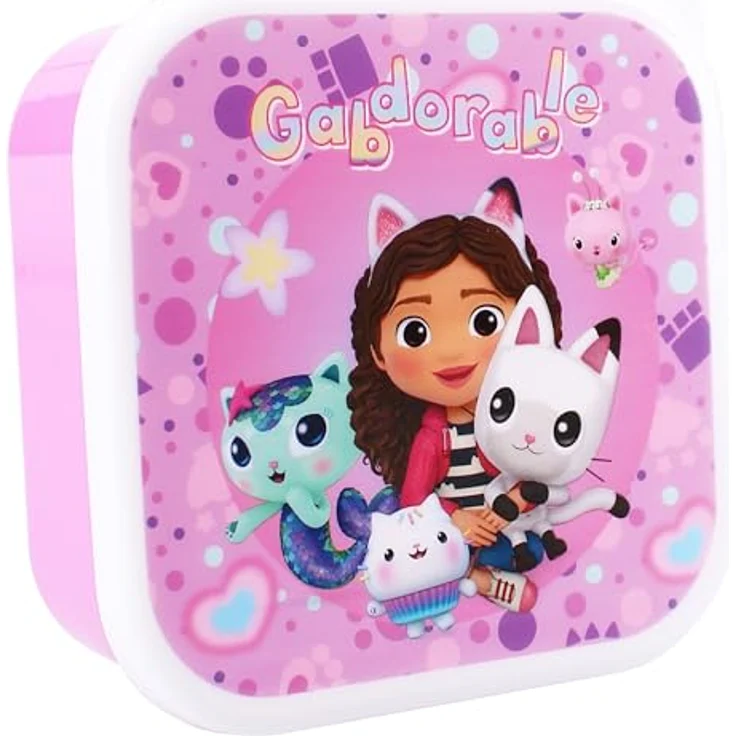 Gabby's Dollhouse 3-in-1 Lunchbox, Brotdose für Kinder mit 3 separaten Fächern, auslaufsicher und leicht zu reinigen, 12 cm x 12 cm x 6 cm – Bild 5