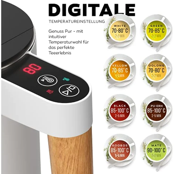 BALTER WK-08-WH Edelstahl-Wasserkocher, 2200W, 1,5L, doppelwandig, kabellos, Warmhaltefunktion, weiß – Bild 4