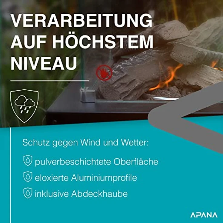 APANA Heizstrahler FUEGO Gasheizstrahler 8kW mit Rollen in anthrazit - Gemütliche Atmosphäre für Terrasse und Garten – Bild 5