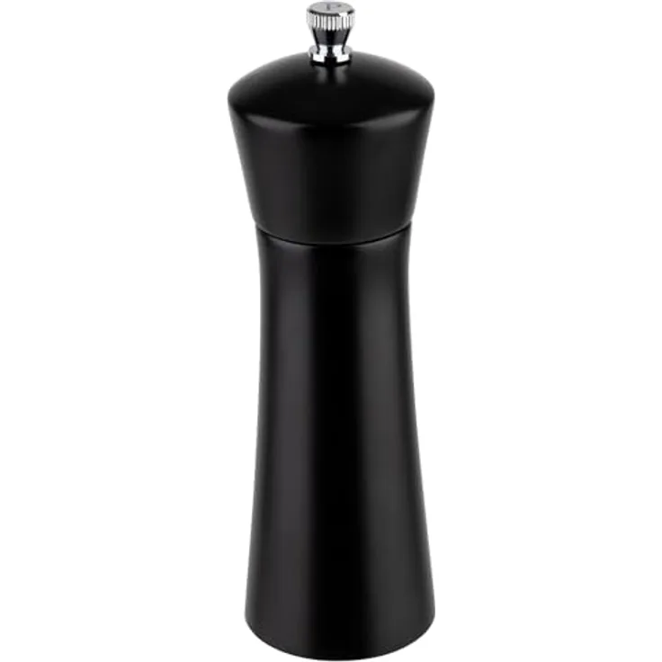 APS 40578 Pfeffermühle, Gewürzmühle aus Akazienholz, Mahlwerk aus Carbonstahl, ergonomisches Design, schwarz