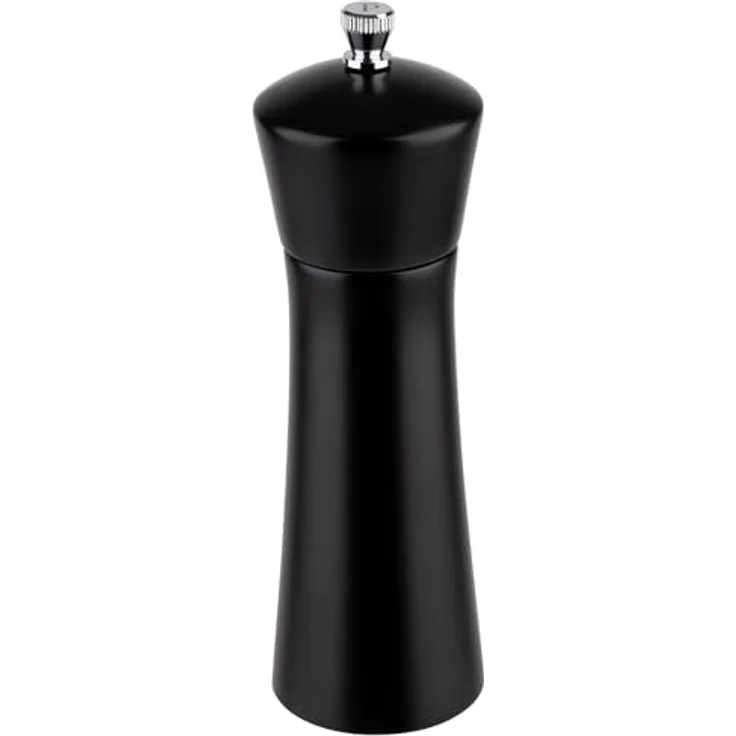 APS 40578 Pfeffermühle, Gewürzmühle aus Akazienholz, Mahlwerk aus Carbonstahl, ergonomisches Design, schwarz – Bild 1