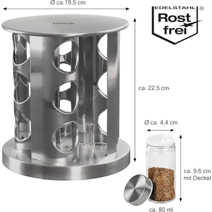 STONELINE Gewürzregal, Edelstahl mit 12 Glasflaschen – Bild 3