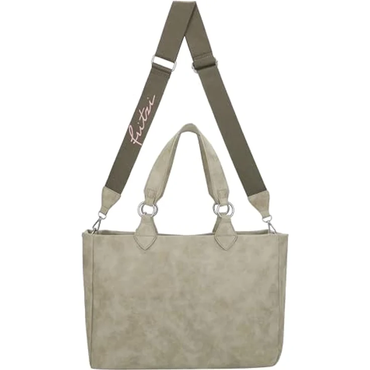 Fritzi aus Preußen Izzy Vintage Shopper Tasche, 42 cm, oliv, 100% Polyurethan – Bild 2