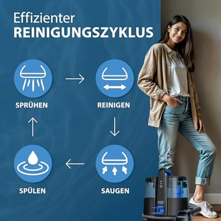 Monzana Waschsauger SC4000 Polsterreiniger Teppich Sofa Auto Dual Tank Fleckenreiniger Kompakt Haustier 400W Leistungsstark Zubehör, Weiß – Bild 5