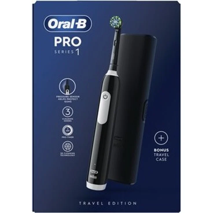 Braun Oral-B Pro Series 1 Black Electric Toothbrush with Travel Case, Rotierende-vibrierende Zahnbürste für tägliche Pflege, Sensibel, weiße Zähne – Bild 1