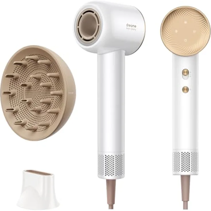 Dreame Hair Glory Combo Haartrockner,Trocknet schnell,110.000 Umdrehungen pro Minute,Luftstrom 70m/s,Negativ-Ionen-Technologie,Temperatur- und Luftgeschwindigkeitsregelung,Inklusive Düse und Diffusor