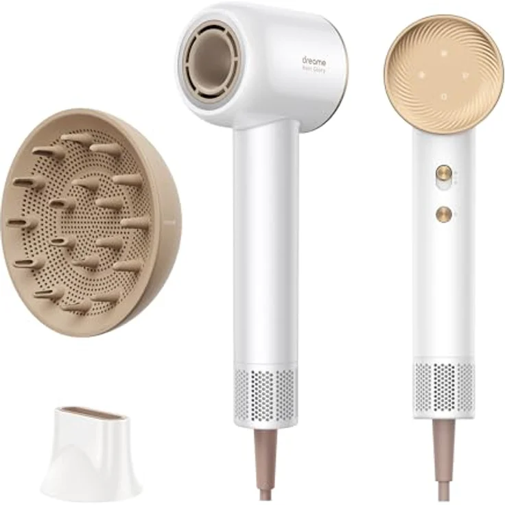 Dreame Hair Glory Combo Haartrockner,Trocknet schnell,110.000 Umdrehungen pro Minute,Luftstrom 70m/s,Negativ-Ionen-Technologie,Temperatur- und Luftgeschwindigkeitsregelung,Inklusive Düse und Diffusor – Bild 1