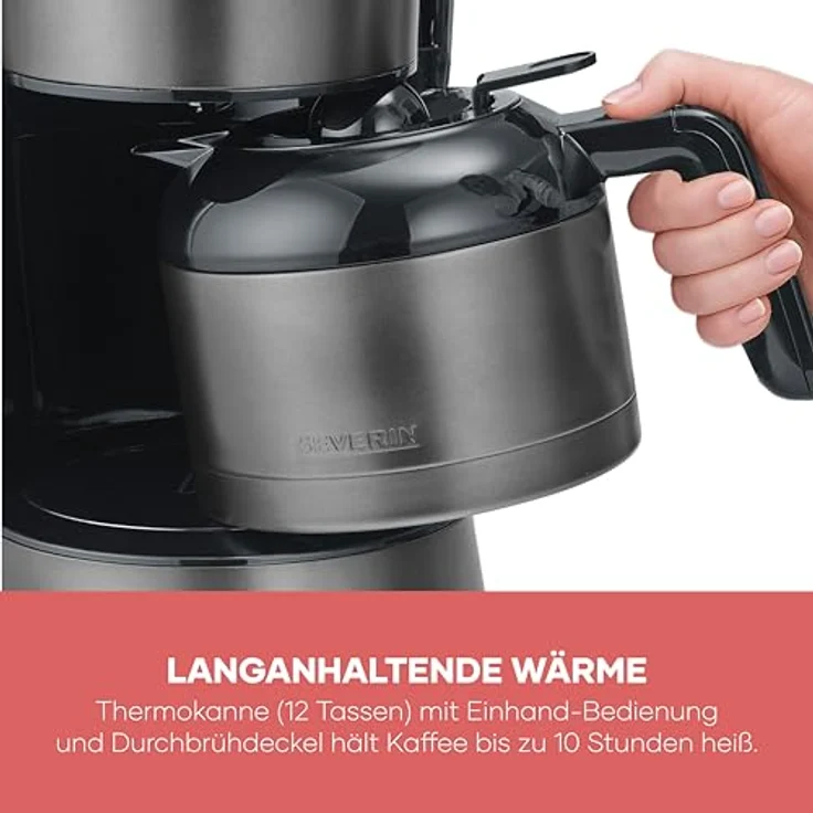 Severin KA 9343 Filterkaffeemaschine, 8 Tassen, Schwarz, mit Thermosbehälter und Tropf-Stopp-Funktion – Bild 5