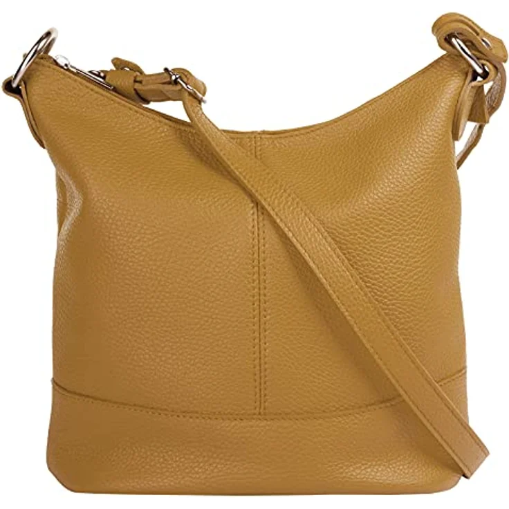 Cluty Umhängetasche, echtes Rindleder, Made in Italy, verstellbarer Schultergurt, schwarz – Bild 1