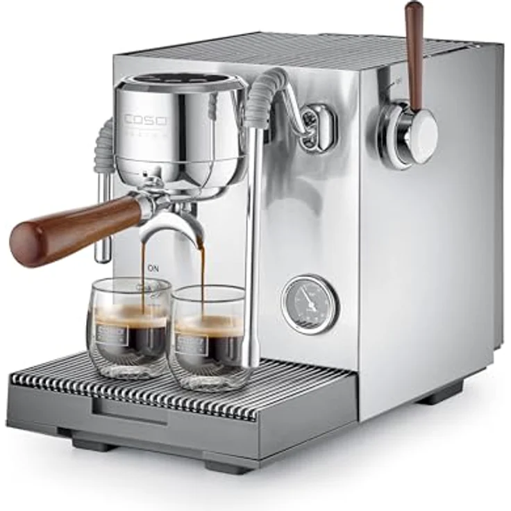 CASO EspressoGourmet Advanced Espresso Siebträgermaschine, 19 bar Ulka-Pumpe, PID-Temperatursteuerung, Edelstahlgehäuse, 2 l Wassertank, mit 2 Siebträgermodellen – Bild 2