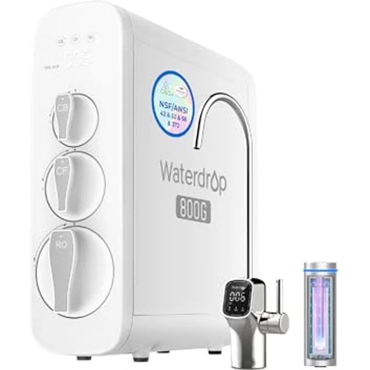 Waterdrop G3P800, Umkehrosmoseanlage mit 800 GPD, 9-stufiger Filterung, tanklos, LED-intelligenter Wasserhahn, TDS-Reduktion – Bild 1