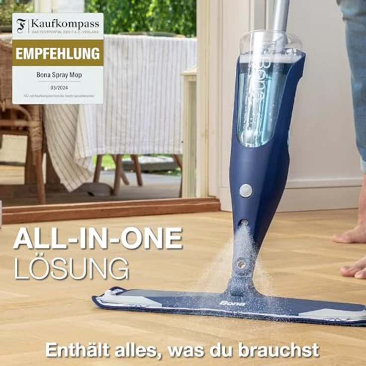 Bona Premium Spray Mop für Holzfußböden, Sprühwischer Set mit extra Mikrofaser-Reinigungspad, grün – Bild 2