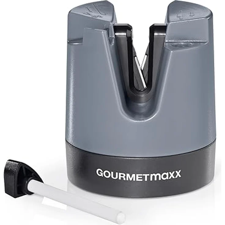 GOURMETmaxx Messerschärfer/Messerschleifer für alle Messer & Scheren | Automatische Winkeleinstellung & kompaktes Design | Mit Polierstab [Schleifblock] – Bild 1