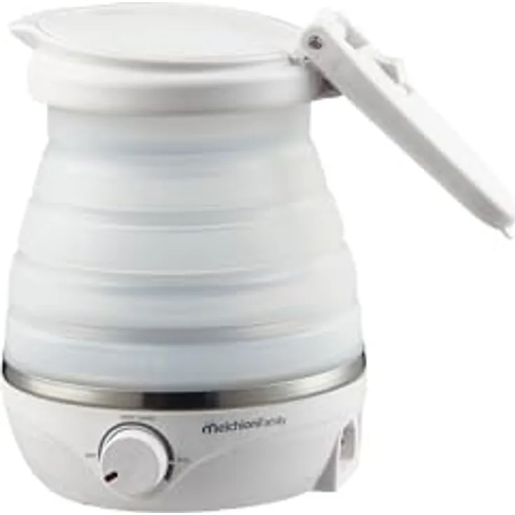 Melchioni Family Mrs KETTLE Reise-Wasserkocher, klein und faltbar, 0,6 l Kapazität, doppelte Spannung 220-240 V/100-120 V, 800 W, blau