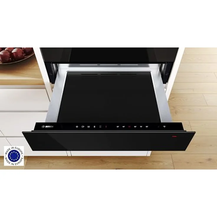 Bosch BIC7101B1, Serie 8 Wärmeschublade, 60 cm breit, 14 cm hoch, Schwarz, Warmhalten von Geschirr und Speisen, Temperatur-Stufen 30-80 °C, Sanft Garen, Platz für 64 Espresso-Tassen oder 12 Teller - Preisvergleich – Bild 2