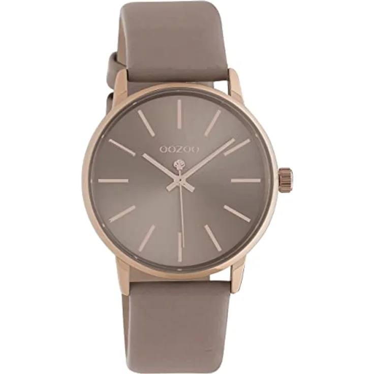 Oozoo Timepieces Damen Uhr C10721 - Analoge Armbanduhr mit 18mm Lederarmband, hochwertig und elegant in rund, schwarz