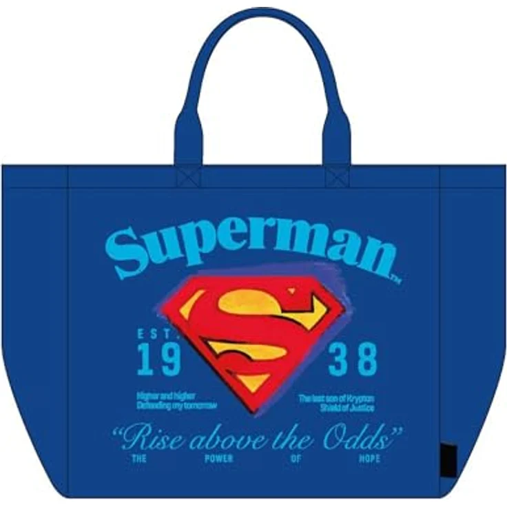 Superman Shopper XL, Einkaufstasche mit robuster Materialkombination aus Polyester und Baumwolle, mehrfarbig, 42 × 0.5 × 60 cm – Bild 1