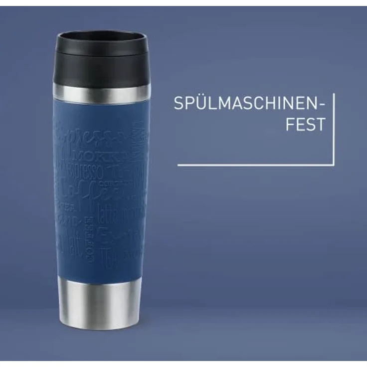 Emsa N20221 Travel Mug Classic Isolierbecher 0,5 Liter | neuer Komfort-Schraubverschluss | Edelstahl | 6h heiß und 12h kalt | 100% dicht | spülmaschinenfest | 360°-Trinköffnung | Dunkelblau – Bild 4