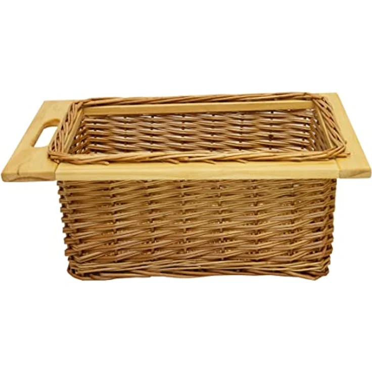 Monster Shop Ausziehbare Weidenkörbe Küche Rattan, 400 mm, 10 kg Belastung, handgefertigt, Braun, inklusive Befestigungssatz – Bild 4