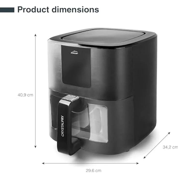 Lacor CrystalFry 69515, Ölfreie Heißluftfritteuse mit 8 Programmen, LED-Panel, 7 L Fassungsvermögen und Antihaftbeschichtung – Bild 2