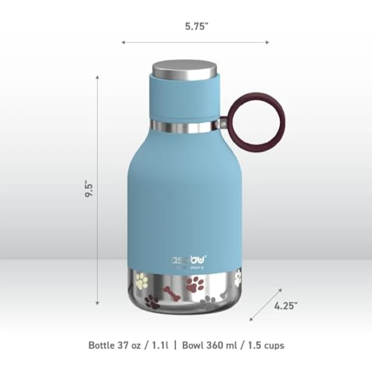 ASOBU Dog Bowl Bottle, rutschfeste Trinkflasche mit abnehmbarer Schale, blau, 0.975 L – Bild 7