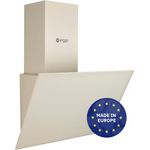 Wiggo Dunstabzugshaube 60cm kopffrei I Abluft Umluft Dunstabzug 300m³/h - LED Touch-Display 3 Stufen I Schräghaube inkl. Fettfilter & 2x Kohlefilter I Abzugshaube mit Glasfront creme