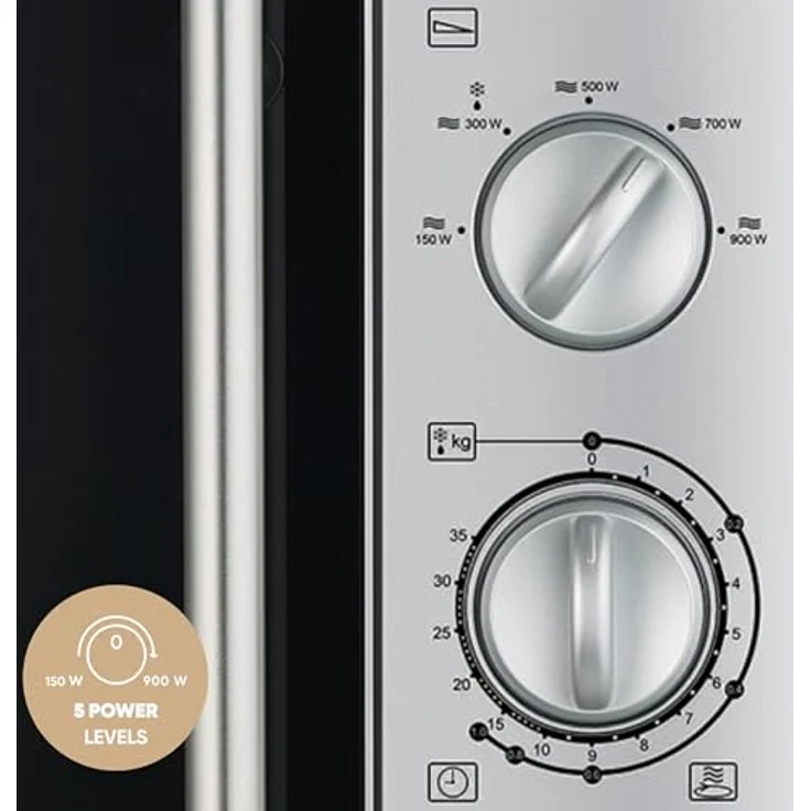 Severin MW7772 Mikrowelle, 28 Liter Garraum, 900 Watt, Standgerät, 35 Minuten Timer mit Signalton, Auftauen, inkl. Drehteller, silber – Bild 4