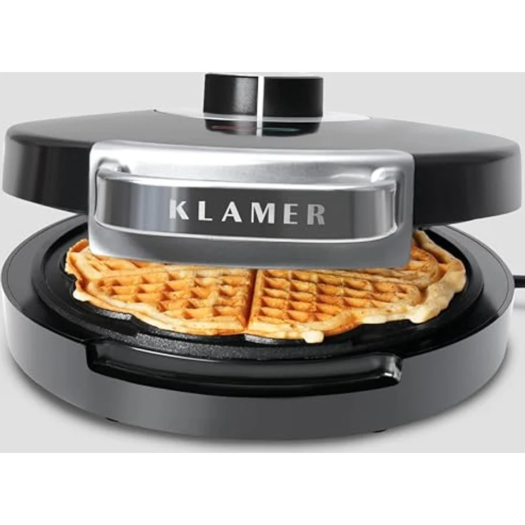 KLAMER Waffeleisen Herzwaffel, Waffeln in Herzform, 5 Stufen, hochwertige Antihaftbeschichtung, leichte Reinigung, 1.000W, schwarz – Bild 3