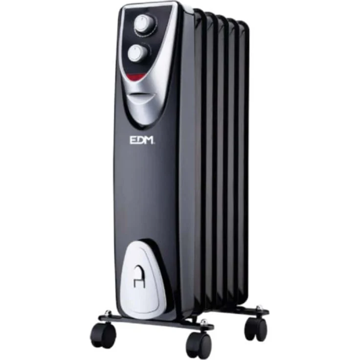EDM Heizkörper Modelo Black Edition, Öl-freier Radiator mit 6 Heizelementen, 1000 W, Schwarz/Grau