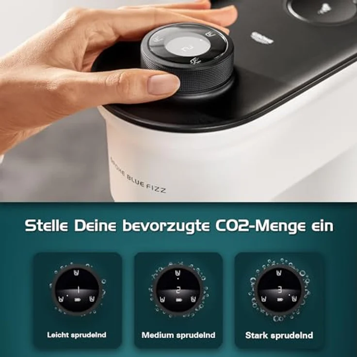 GROHE Blue Fizz Advanced - Wassersprudler Set (mit CO2-Füllstandsanzeige, 3 einstellbare CO2 Stufen, 1x CO2 Flasche, 1x 0,85l Wasserflasche + Reinigungspulver), weiß, 31945L00 – Bild 4