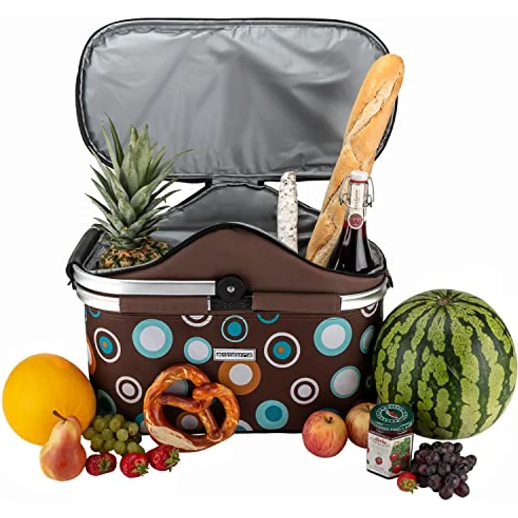 anndora Einkaufskorb, Isolierkorb, Picknick Kühlkorb, 25L, braun, hellblau  – Bild 8