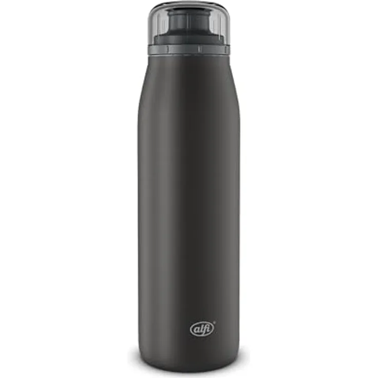 Alfi ISO Bottle, Isolierflasche Schwarz, Metall, 0,35 L, BPA-frei, doppelwandig, bruchsicher, 100% dicht, Vakuum, lebensmittelecht