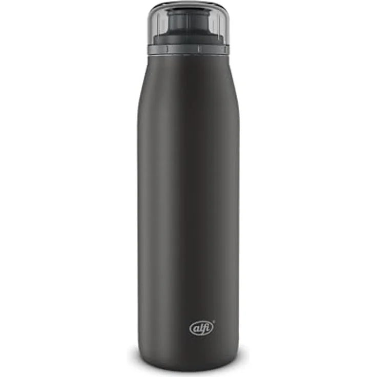 Alfi ISO Bottle, Isolierflasche Schwarz, Metall, 0,35 L, BPA-frei, doppelwandig, bruchsicher, 100% dicht, Vakuum, lebensmittelecht – Bild 1