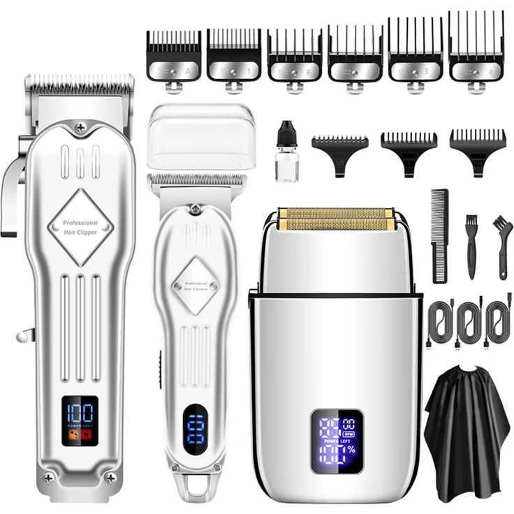 Xdovet Haarschneidemaschine, Multifunktionale Präzisionstrimmer, Akku-Friseur, Wasserdicht (Silber)
