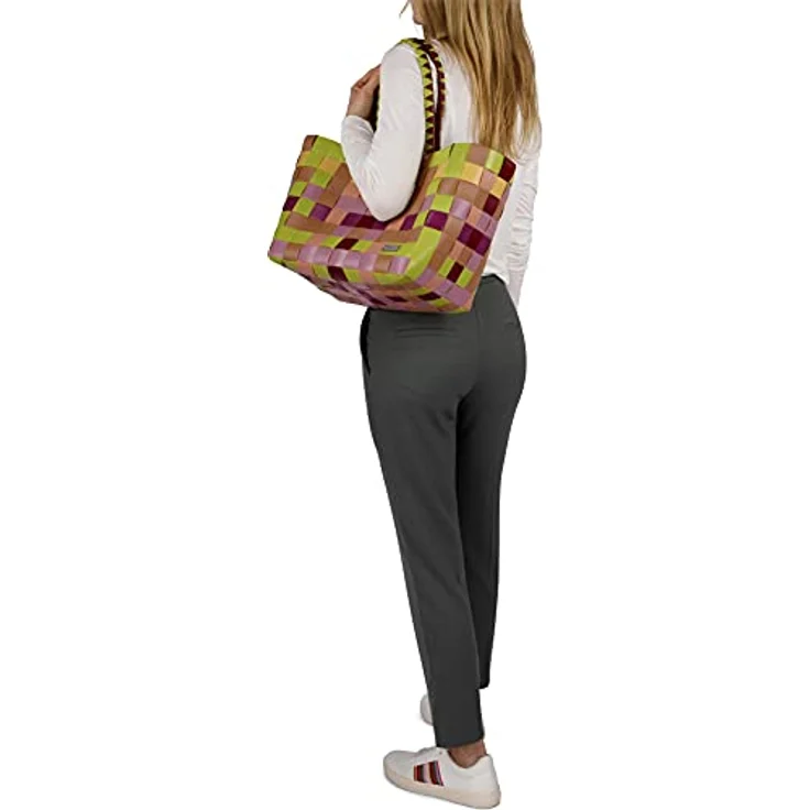 normani Einkaufstasche geflochten mit Henkeln, extra robuste Tragetasche aus 70% recyceltem Material, 20 Liter, Farbe Classic/Peach – Bild 4