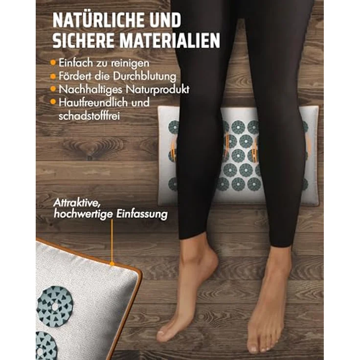 NEOLYMP Akupressurmatte Erweiterung 18 x 30cm, gefüllt mit Kokosfasern und Buchweizen, vier Farboptionen: beige, dunkelgrau, mintgrün und lavendel, inklusive Videoanleitungen für Akupunkturübungen – Bild 3